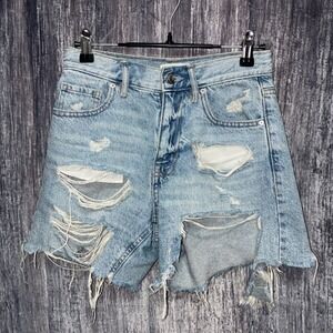 PacSun High Rise Relaxed Shorts Cotton Cut-Off Distressed Woman Size XXS (23)